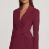 Marika strukturert blazer med dobbel knappestolpe i burgunder