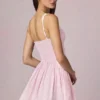 Marissa A-linje minikjole med sløyfe i myk mauve stripe