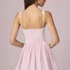 Marissa A-linje minikjole med sløyfe i myk mauve stripe