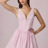 Marissa A-linje minikjole med sløyfe i myk mauve stripe