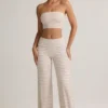 Melida Modal Foldover Wide-Leg Trousers i rosa og gul stripe