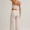 Melida Modal Foldover Wide-Leg Trousers i rosa og gul stripe