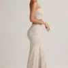 Melida Modal Foldover Wide-Leg Trousers i rosa og gul stripe