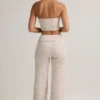 Melida Modal Foldover Wide-Leg Trousers i rosa og gul stripe