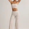 Melida Modal Foldover Wide-Leg Trousers i rosa og gul stripe