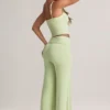 Melida Modal Foldover Wide-Leg Trousers i salviegrønn