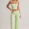 Melida Modal Foldover Wide-Leg Trousers i salviegrønn