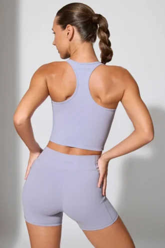 Mini-shorts med vridd midje og lommer i periwinkle