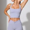 Mini-shorts med vridd midje og lommer i periwinkle