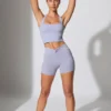 Mini-shorts med vridd midje og lommer i periwinkle