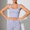 Mini-shorts med vridd midje og lommer i periwinkle