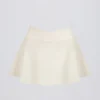 Mini-skort i børstet jersey med krysset snøring i elfenbensmarmorert