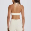 Minishorts med høy midje i krem