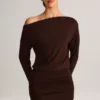 Mira Modal Off-Shoulder Wrap Minikjole i sjokoladebrun