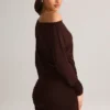 Mira Modal Off-Shoulder Wrap Minikjole i sjokoladebrun