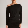 Mira Modal Off-Shoulder Wrap Minikjole i svart