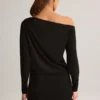 Mira Modal Off-Shoulder Wrap Minikjole i svart