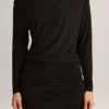 Mira Modal Off-Shoulder Wrap Minikjole i svart