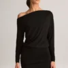 Mira Modal Off-Shoulder Wrap Minikjole i svart