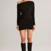 Mira Modal Off-Shoulder Wrap Minikjole i svart