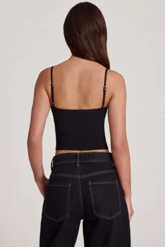 Mirelle Modal-camisole med bøyle og rynket topp i svart