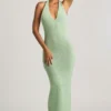 Mirri bouclé halterneck-maxikjole i mint