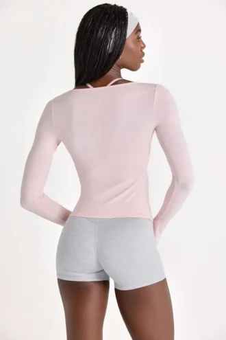 Modal-top med snøring foran i Blush