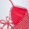 Montjoi badedrakt med volanger og utskjæringer i rød gingham