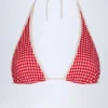 Morella halterneck-bikinitopp i rød gingham