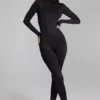 Musa langermet jumpsuit med høy hals i svart