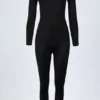 Musa langermet jumpsuit med høy hals i svart