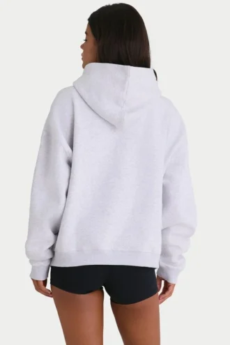 Myk bomullsjersey-hoodie i oversize i grå melert