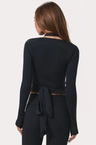 Myk jersey-wrap-top i svart