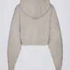 Myk strikket kort hettegenser med glidelås i beige