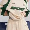 Myke minishorts i bomullsjersey med elastikk i marmor