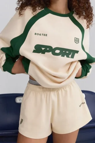 Myke minishorts i bomullsjersey med elastikk i marmor