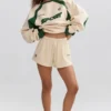 Myke minishorts i bomullsjersey med elastikk i marmor
