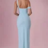 Naelle Mesh Draped Corset Gown i lys aqua