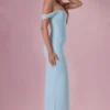 Naelle Mesh Draped Corset Gown i lys aqua