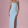 Naelle Mesh Draped Corset Gown i lys aqua