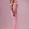 Naelle Mesh Draped Corset Gown i sukkerspinnrosa
