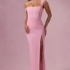 Naelle Mesh Draped Corset Gown i sukkerspinnrosa