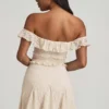 Nahida off-shoulder A-linje minikjole i blonder i elfenben