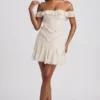 Nahida off-shoulder A-linje minikjole i blonder i elfenben