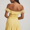Nahida Off-Shoulder Lace A-Line Minikjole i pastellgult