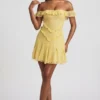 Nahida Off-Shoulder Lace A-Line Minikjole i pastellgult