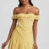 Nahida Off-Shoulder Lace A-Line Minikjole i pastellgult