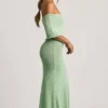 Naia Bouclé off-shoulder maxikjole i mint