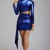 Nasira Cut Out Metallic Jersey minikjole i elektrisk blå