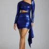 Nasira Cut Out Metallic Jersey minikjole i elektrisk blå
